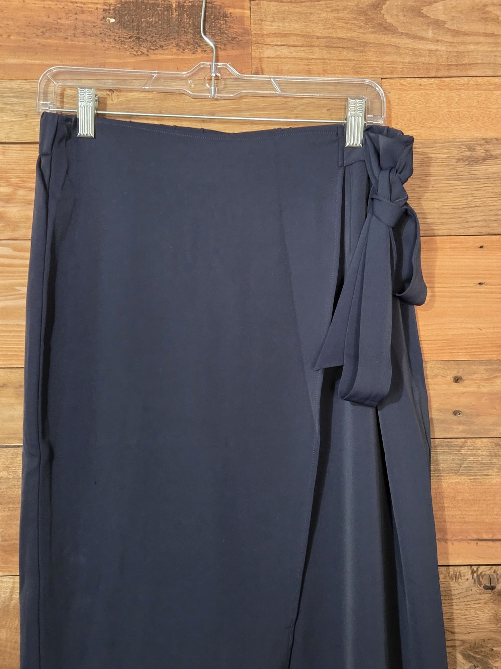 NWT Halara Wrap Tie Side Zip High Rise Wide Leg Career Pants Navy L Petite - Picture 2 of 9